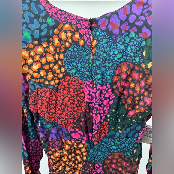 FARM Rio NWT Full of Rainbow Hearts Ruched Long Sleeve Midi Dress Size Large - Picture 6 of 9